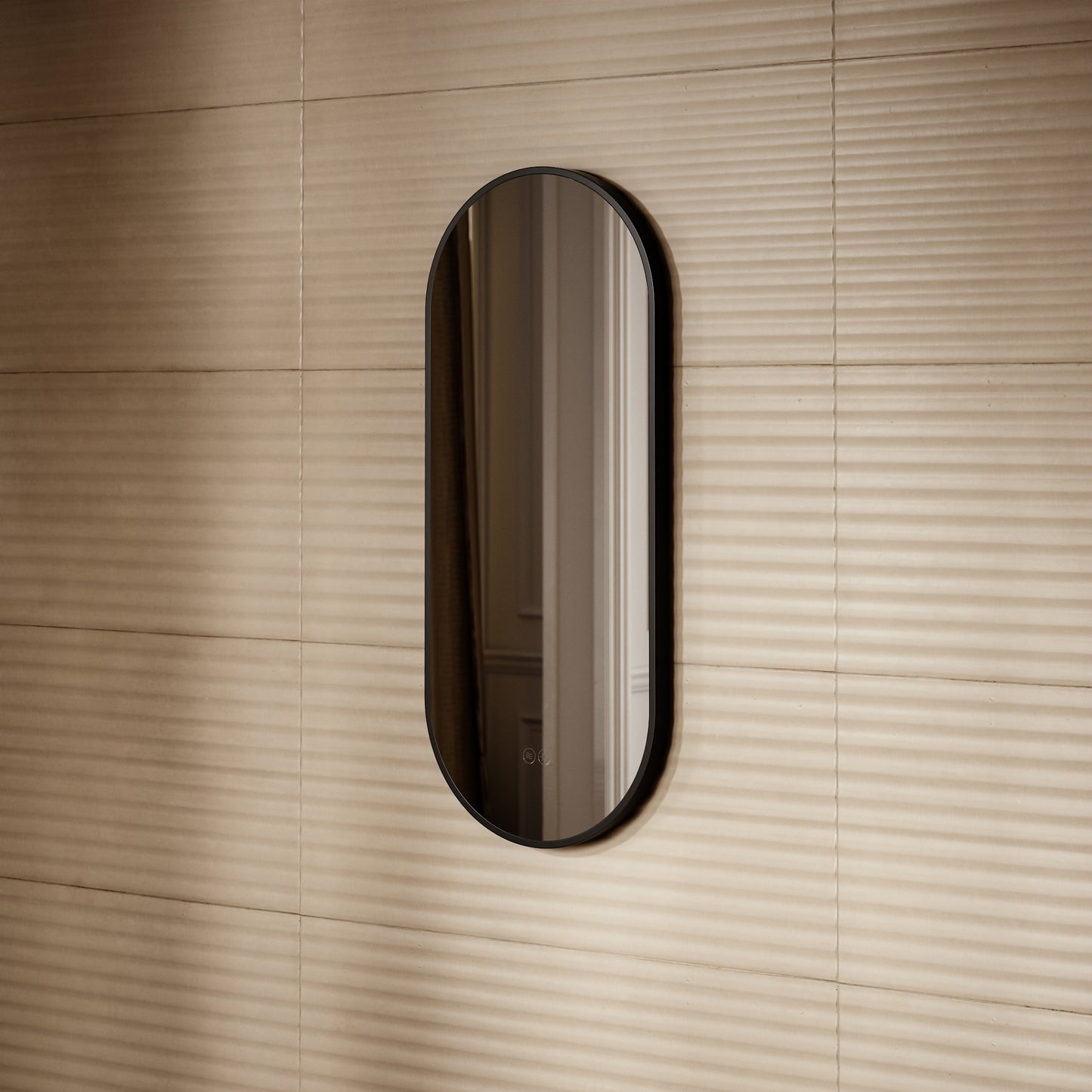 Glamora Matte Black Mirror With Natural White LED light and Demister 380mm