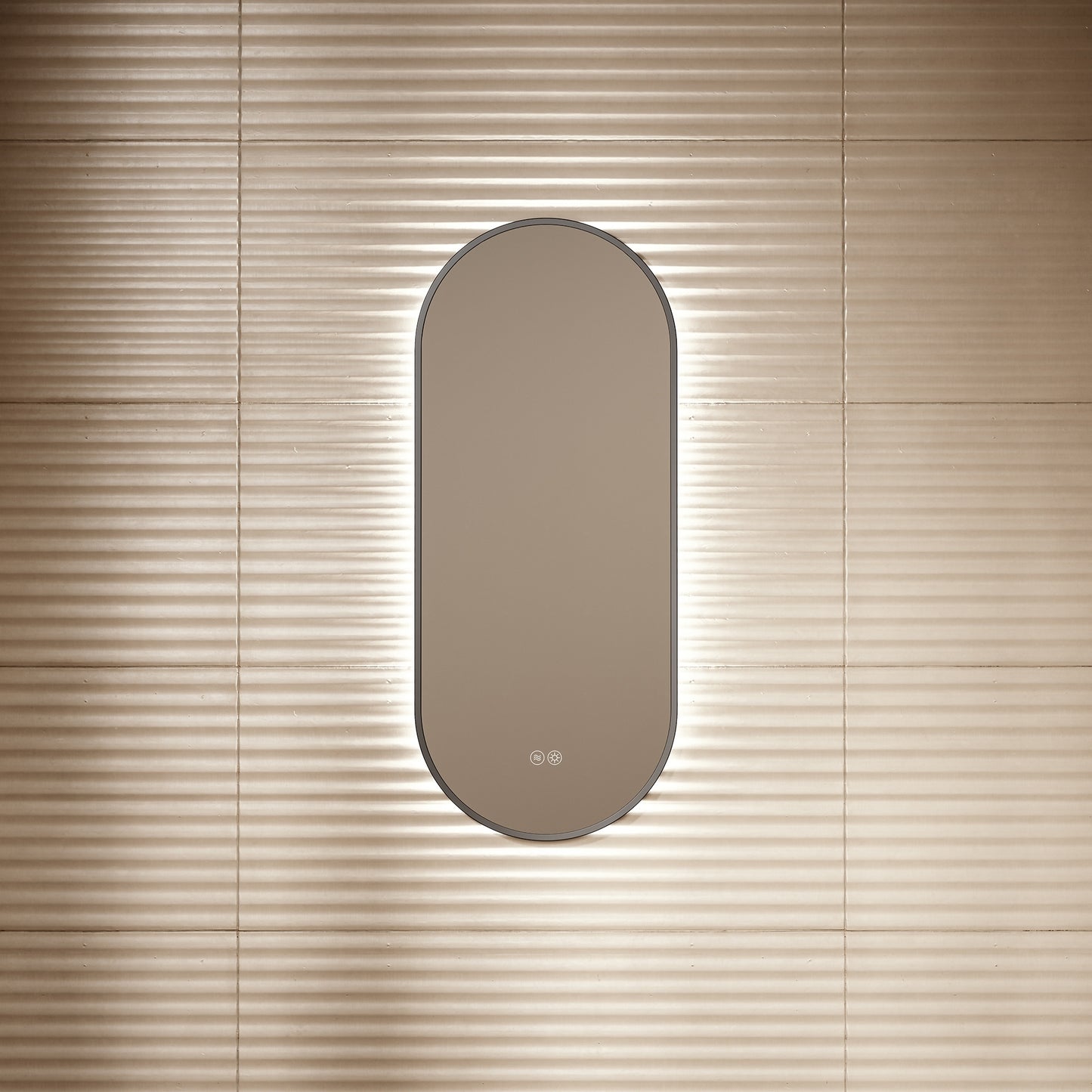 Glamora Matte Black Mirror With Natural White LED light and Demister 380mm