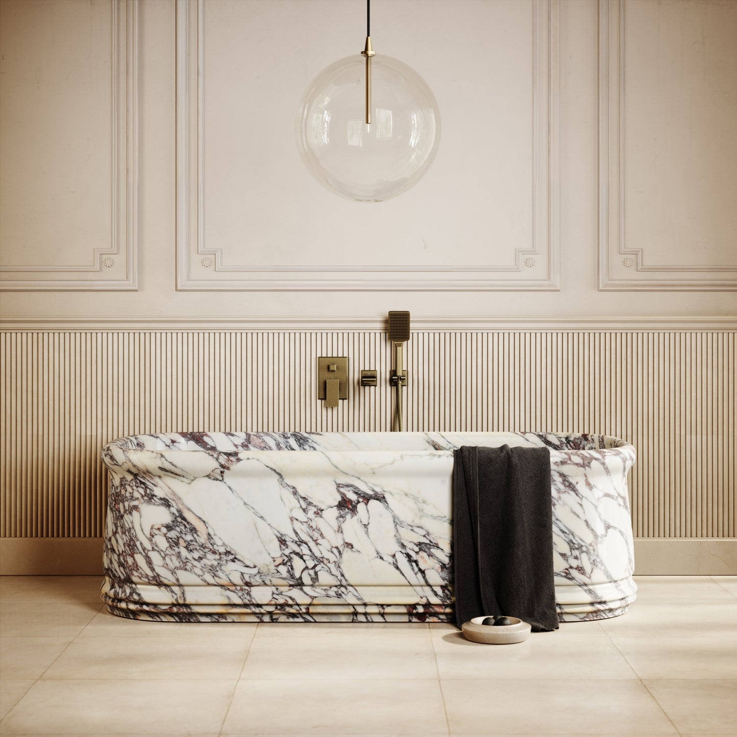 Grandeur Calacatta Viola Marble Freestanding Bath 1780mm