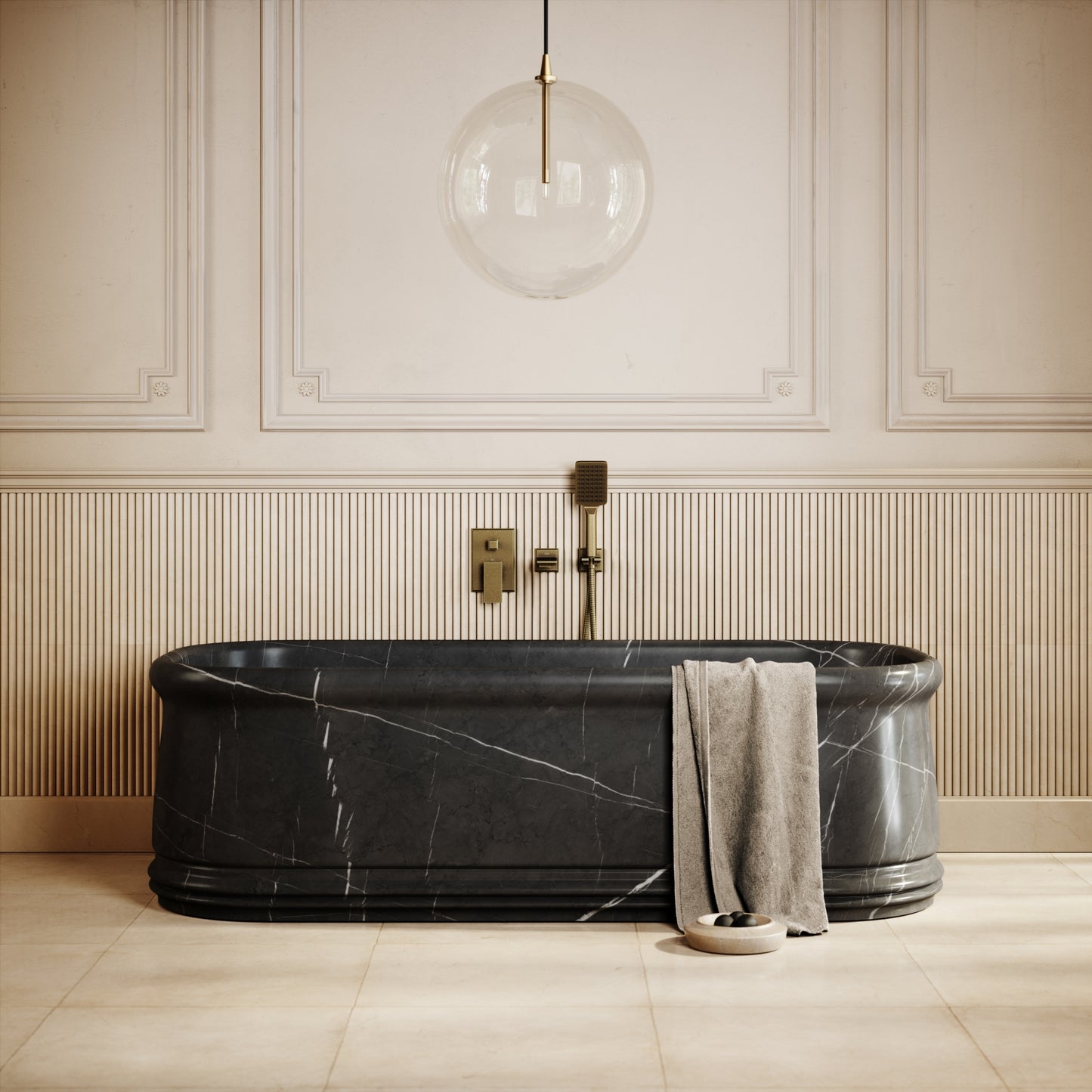 Grandeur Pietra Grey Marble Freestanding Bath 1780mm