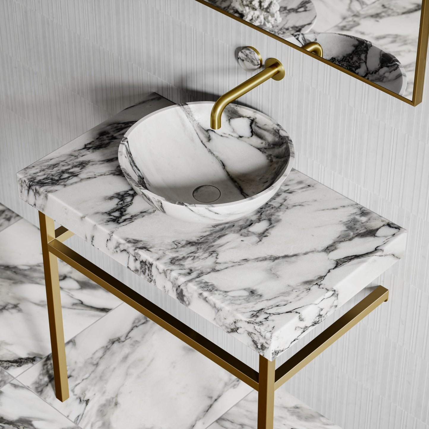 Italia Arabescato Marble Countertop Basin 400mm