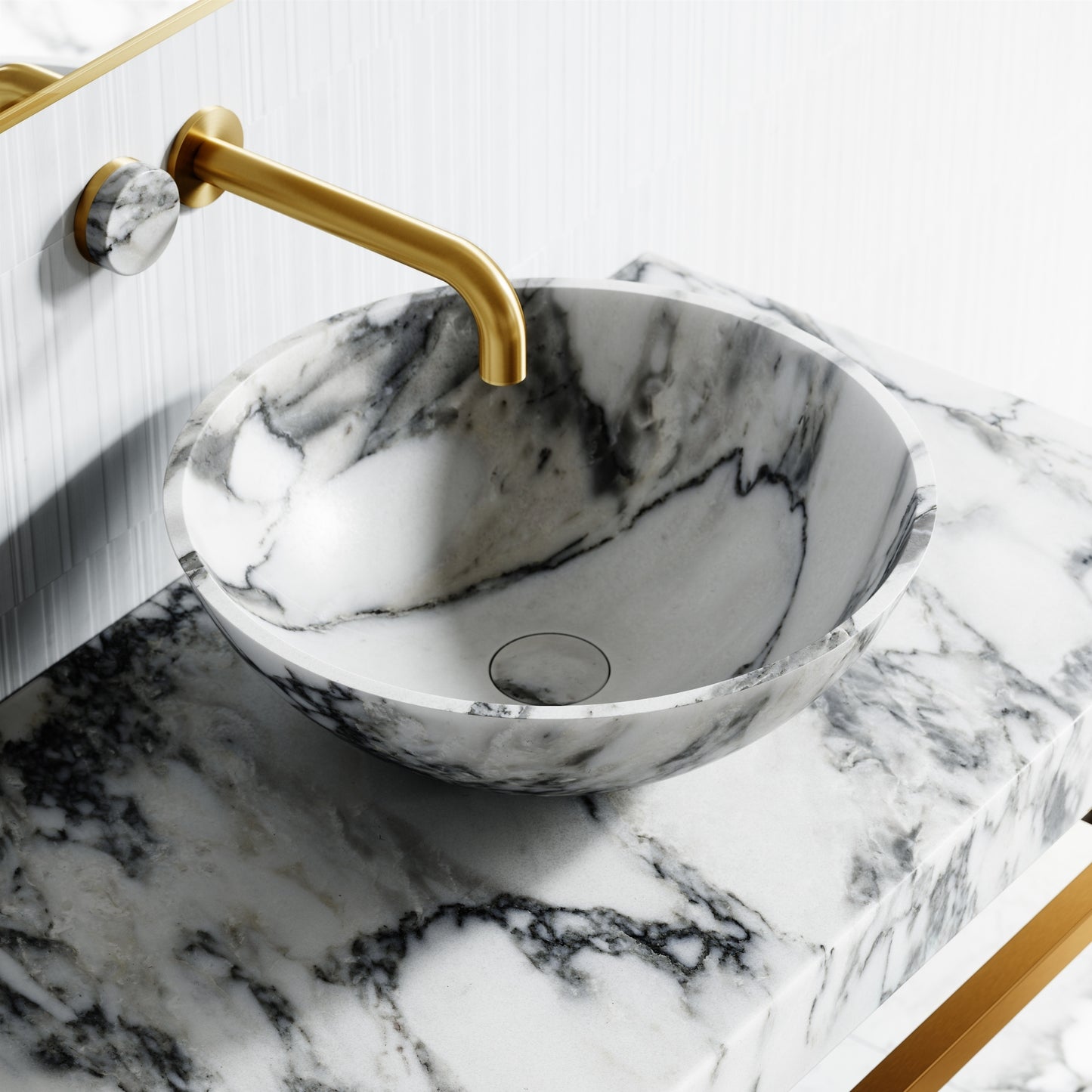 Italia Arabescato Marble Countertop Basin 400mm