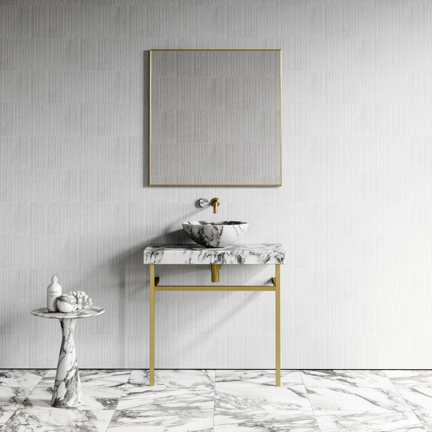Italia Arabescato Marble Countertop Basin 400mm