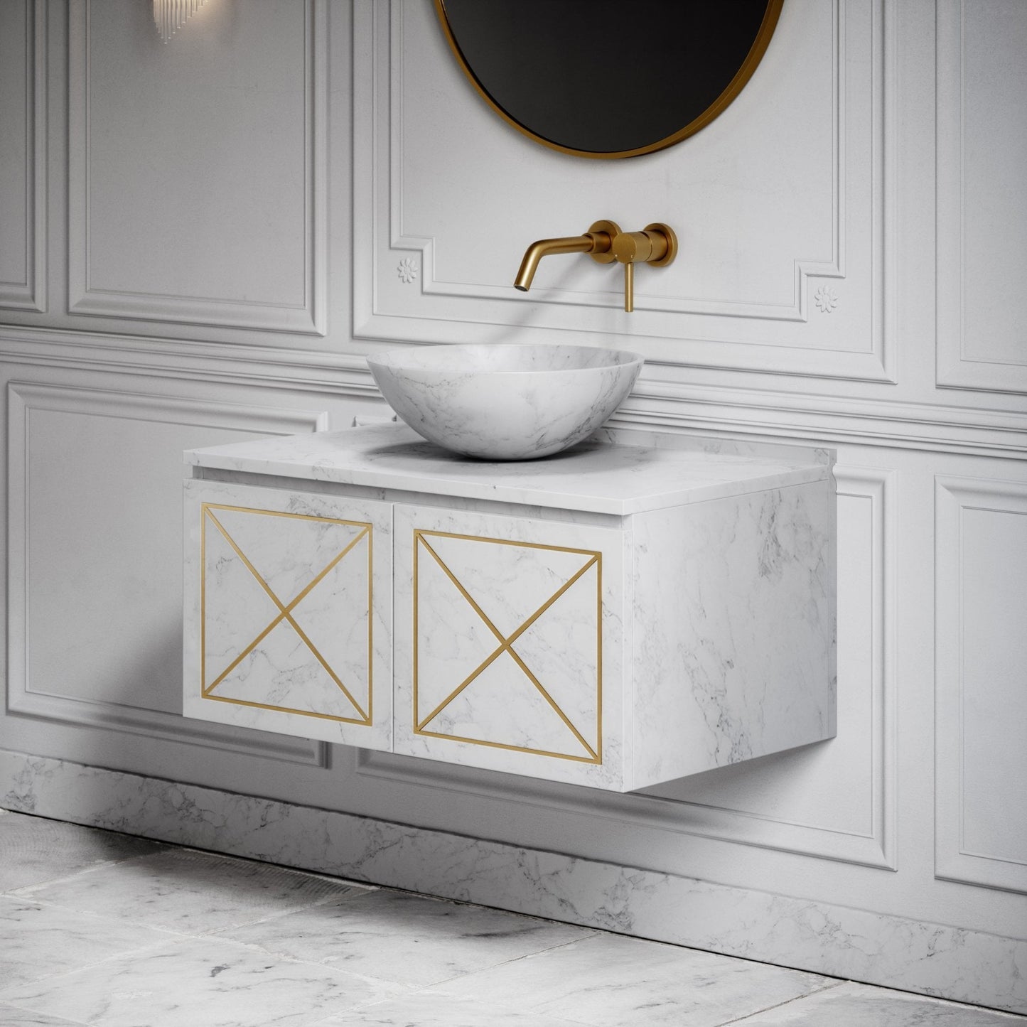 Italia Carrara Marble Countertop Basin 400mm