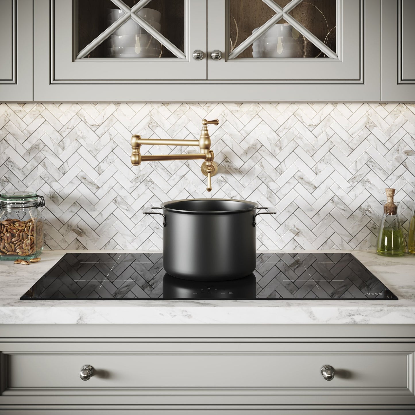 Kempton Traditional Kitchen Pot Filler Tap Brushed Gold