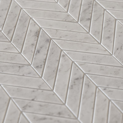 Labello Chevron Carrara Marble Mosaic Wall or Floor Tile