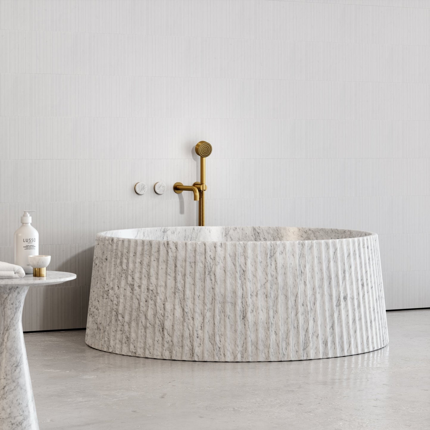 Lamp Carrara Marble Freestanding Bath 1350mm
