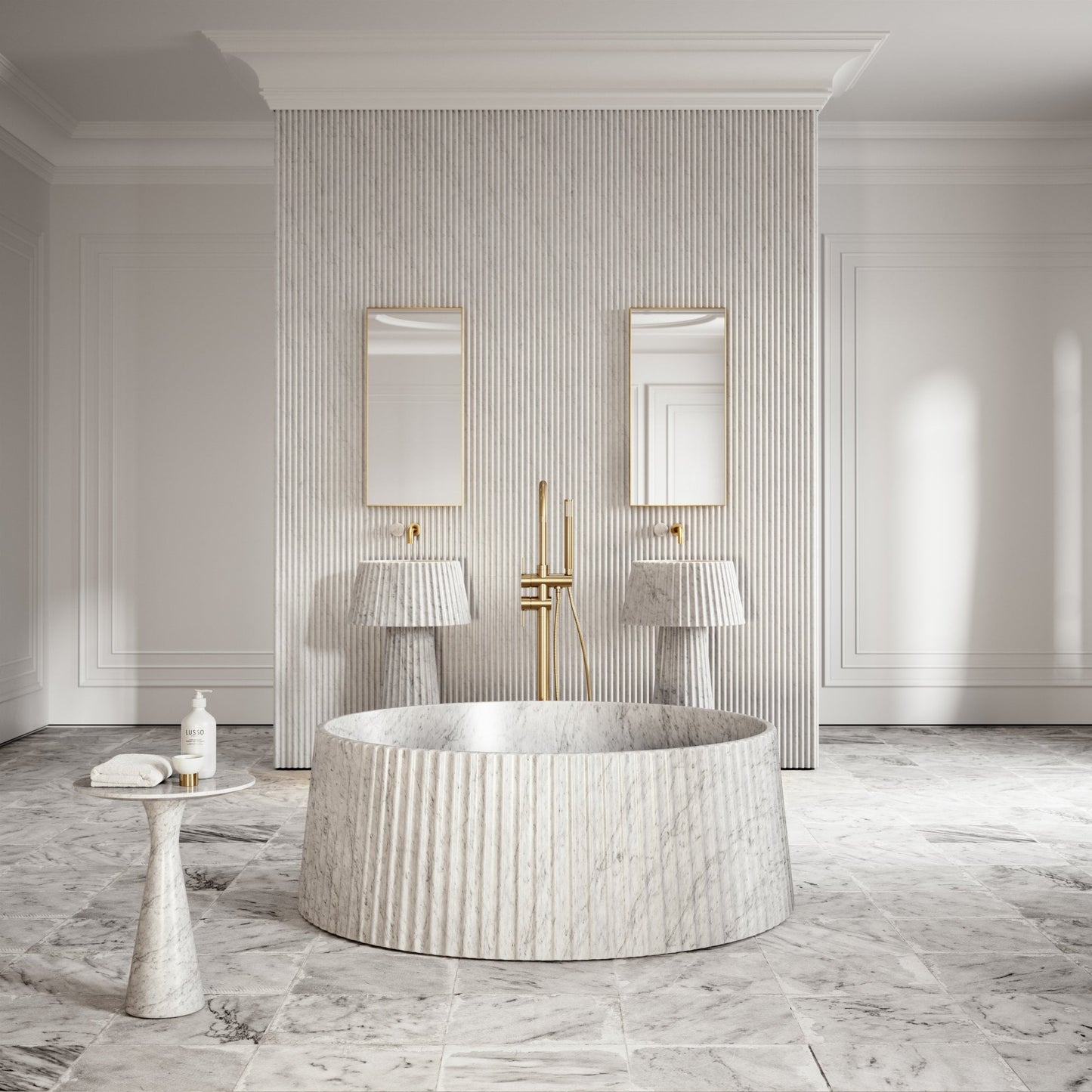 Lamp Carrara Marble Pedestal Basin 500mm