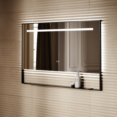 Levante Matte Black Mirror With Natural White LED light and Demister 1200mm