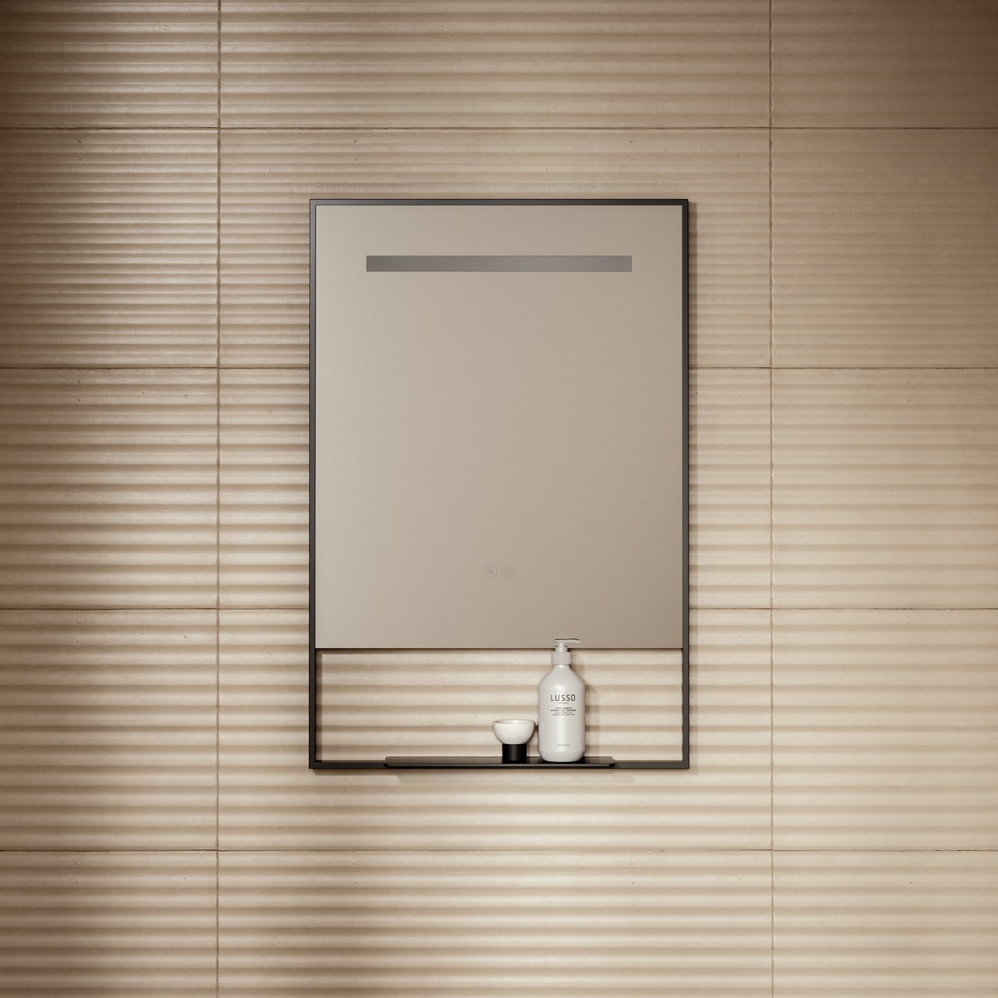 Levante Matte Black Mirror With Natural White LED light and Demister 600mm