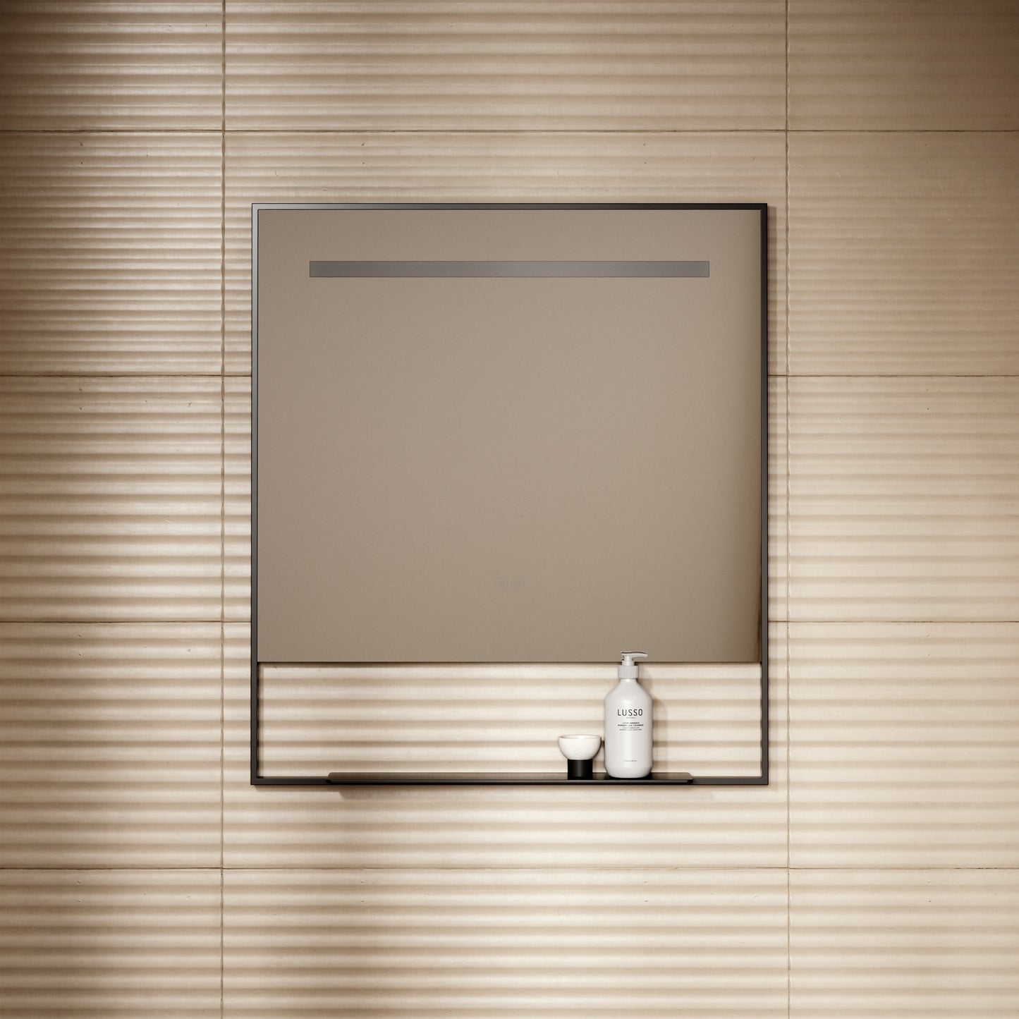 Levante Matte Black Mirror With Natural White LED light and Demister 800mm