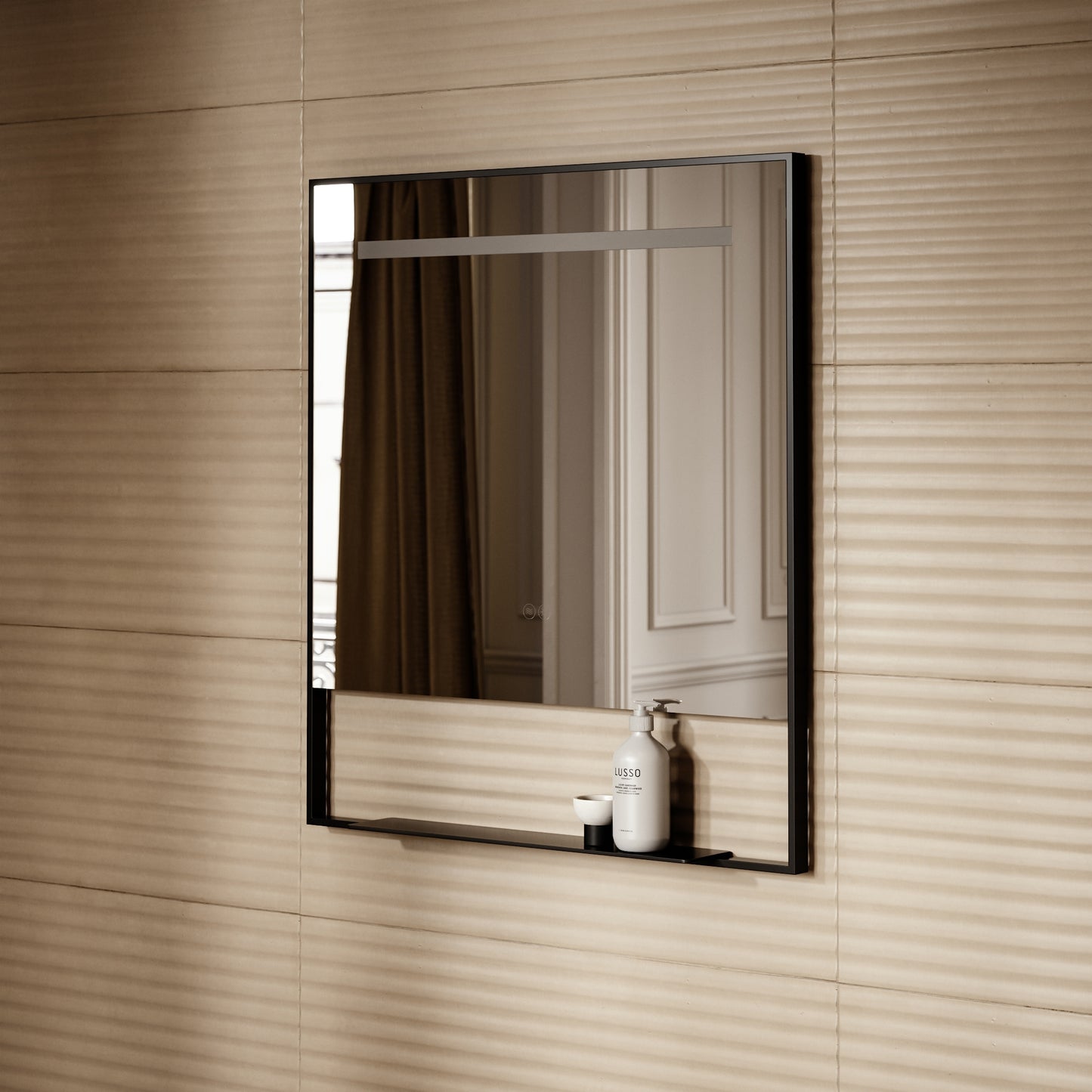 Levante Matte Black Mirror With Natural White LED light and Demister 800mm
