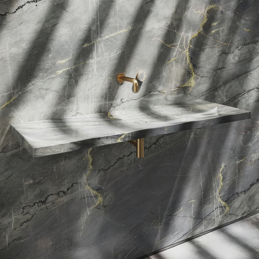 Levitare Amazon Blue Marble Ultra Thin Wall Mounted Basin 1200mm (Centre Waste)