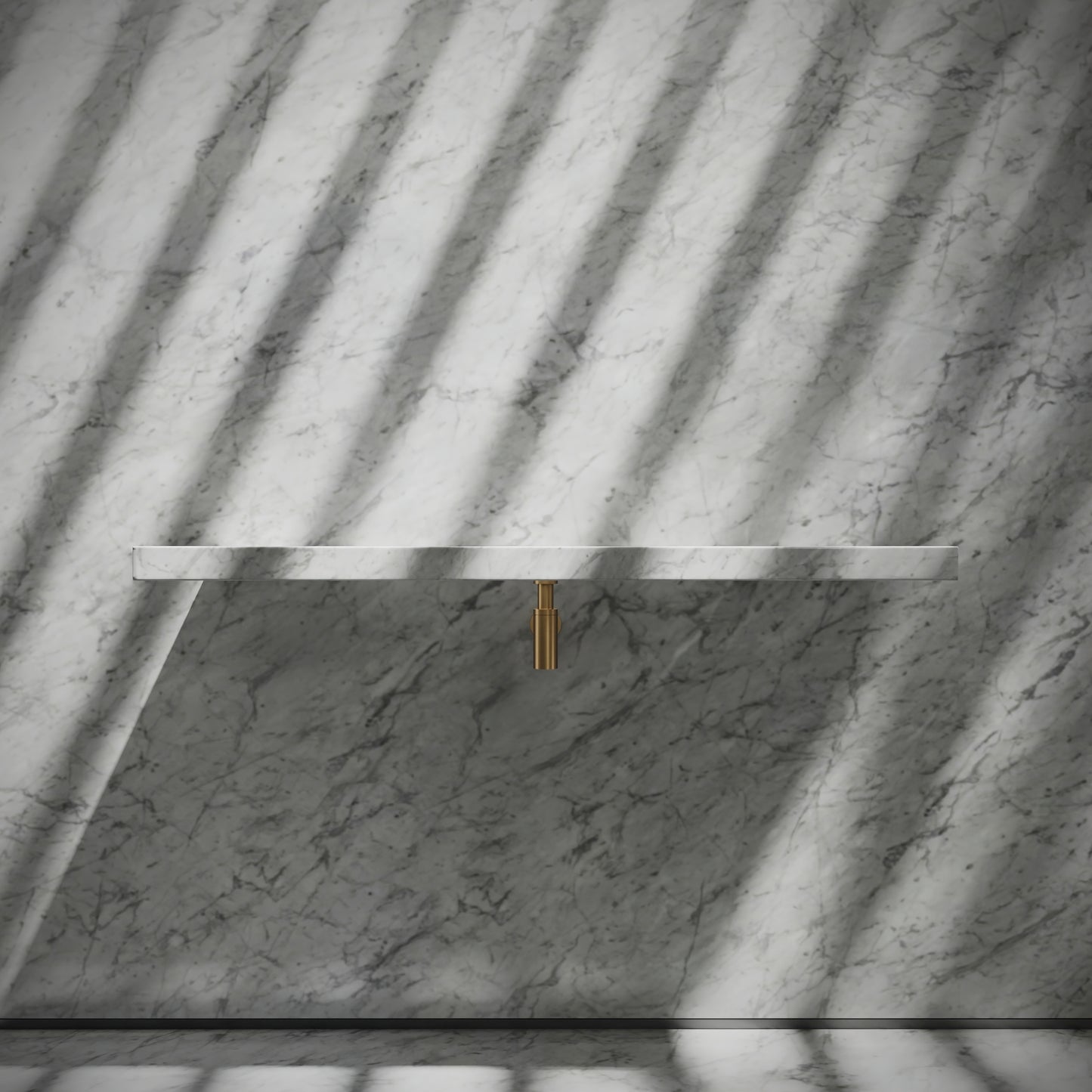 Levitare Carrara Marble Ultra Thin Wall Mounted Basin 1200mm (Centre Waste)