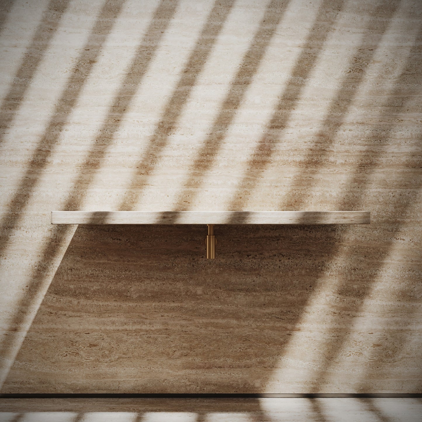Levitare Travertine Marble Ultra Thin Wall Mounted Basin 1200mm (Centre Waste)