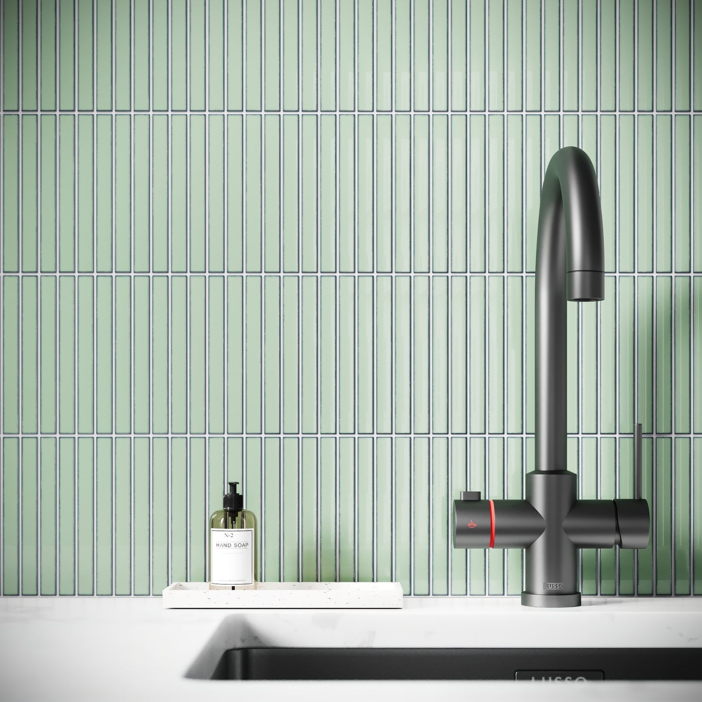 Linear Mosaic Olive Grove Green Glazed Porcelain Wall Tile