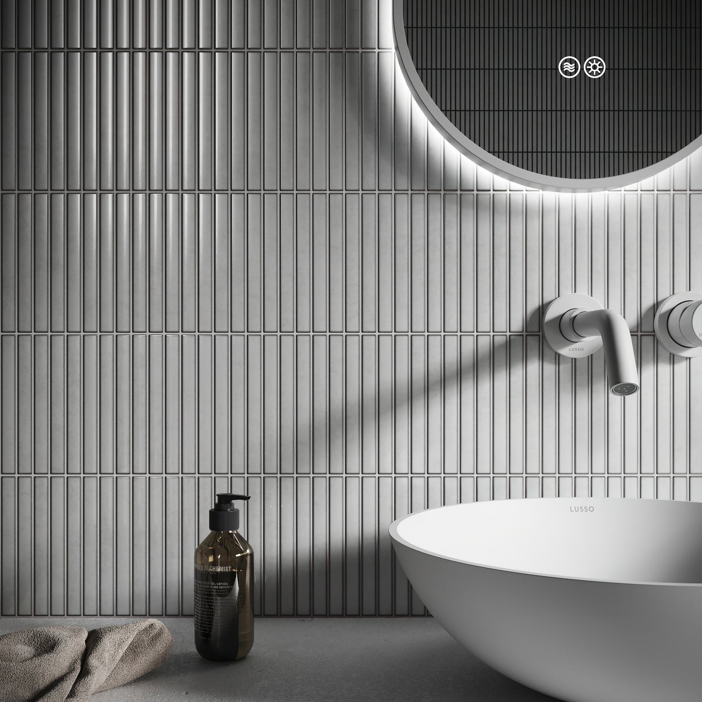 Linear Mosaic Soft Feather Grey Glazed Porcelain Wall Tile
