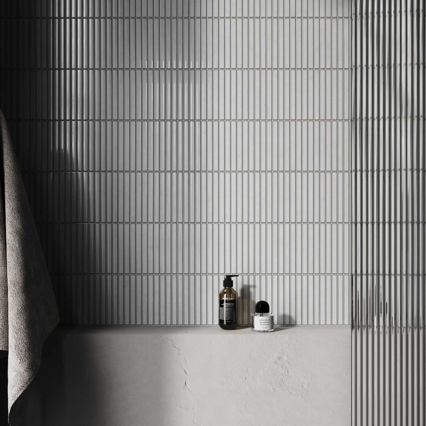 Linear Mosaic Soft Feather Grey Glazed Porcelain Wall Tile