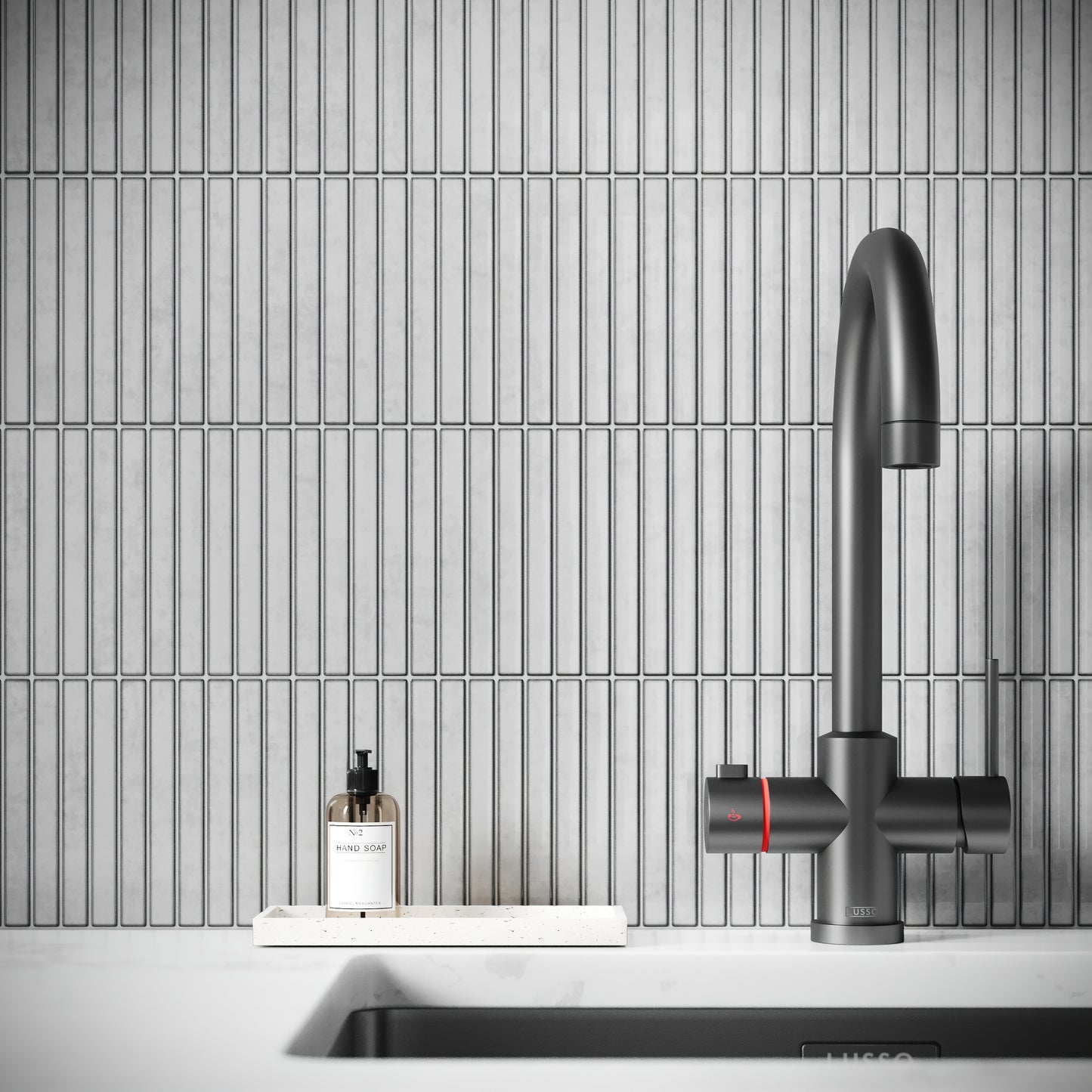 Linear Mosaic Soft Feather Grey Glazed Porcelain Wall Tile