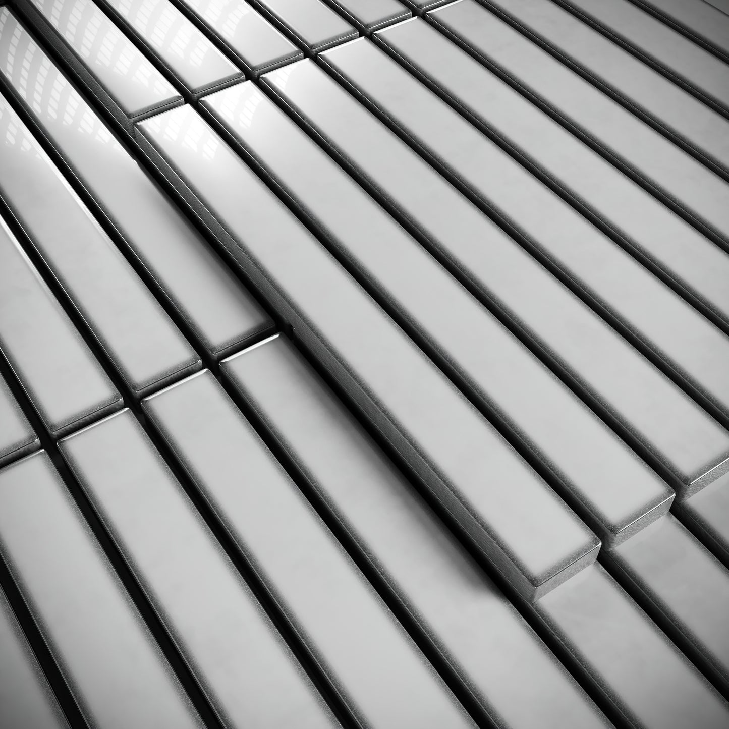Linear Mosaic Soft Feather Grey Glazed Porcelain Wall Tile