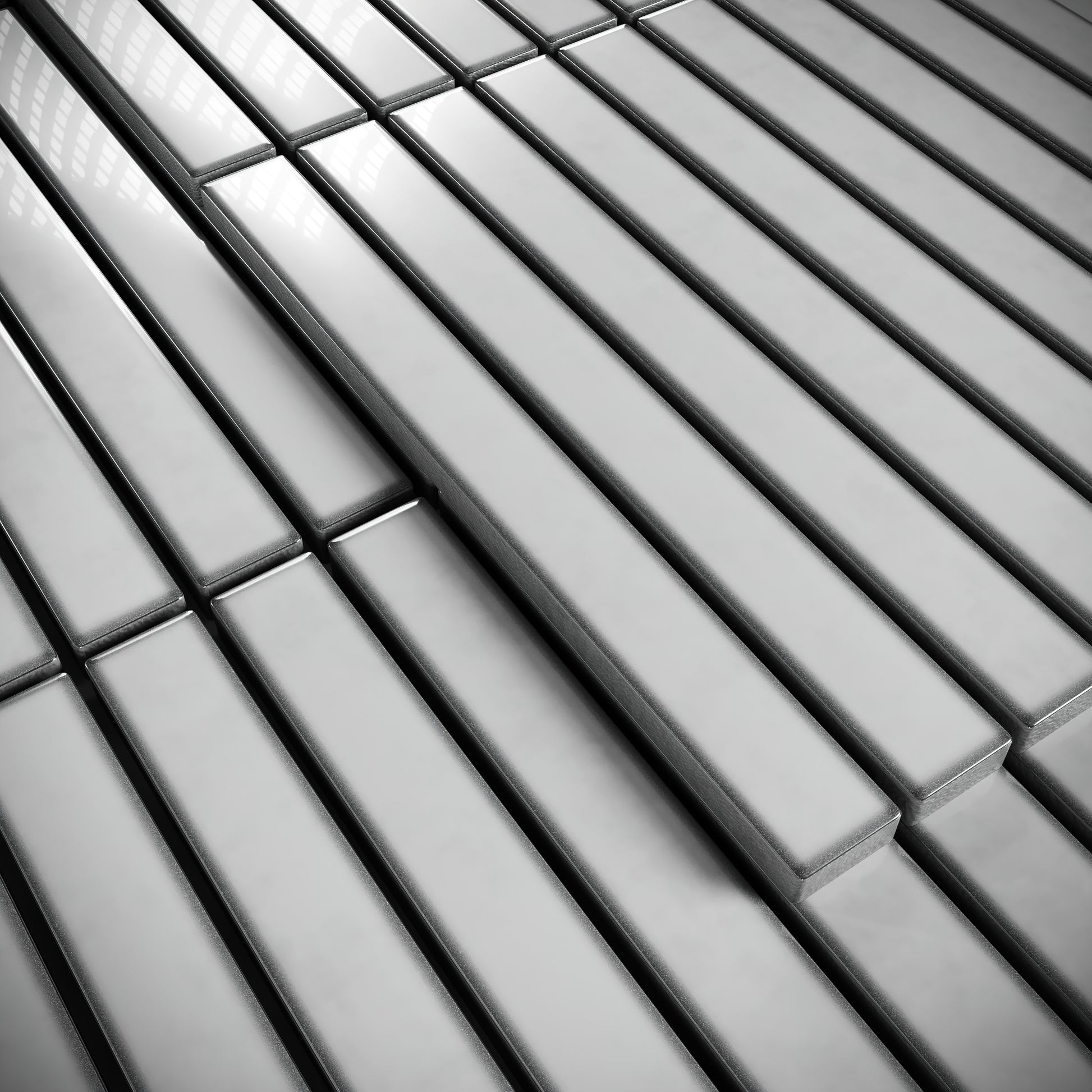 Linear Mosaic Soft Feather Grey Glazed Porcelain Wall Tile