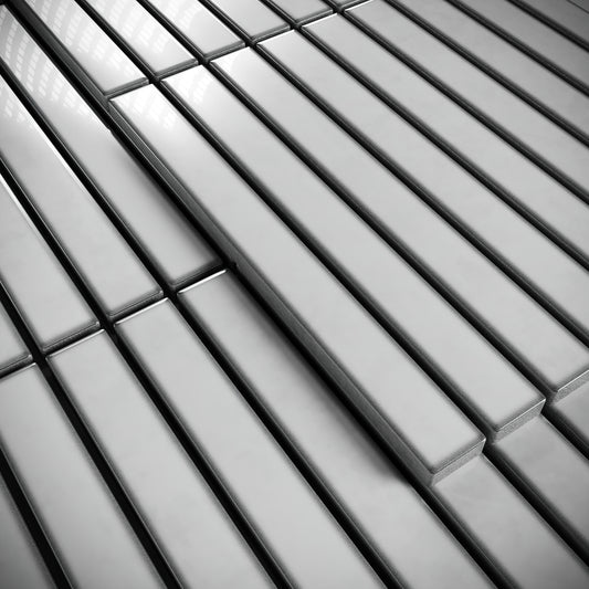 Linear Mosaic Soft Feather Grey Glazed Porcelain Wall Tile