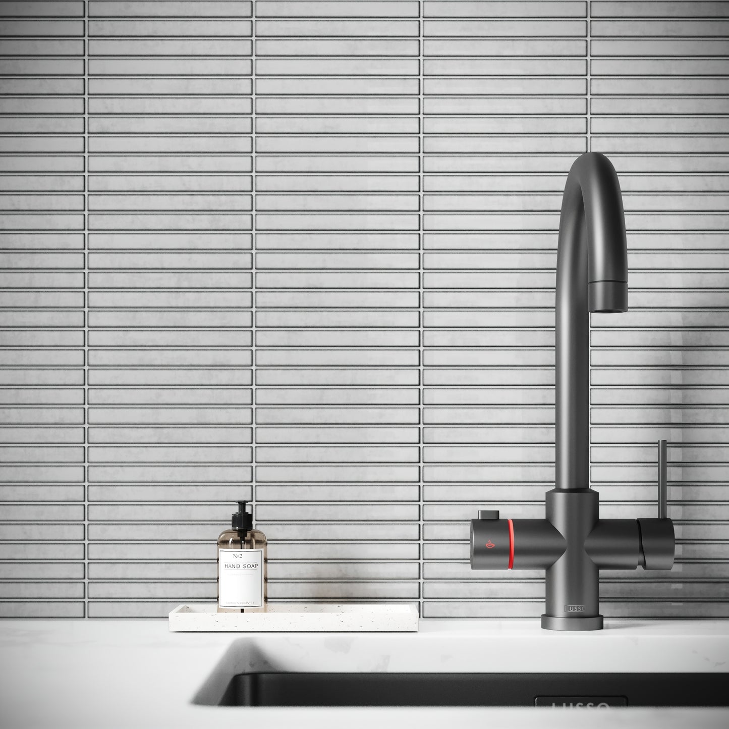 Linear Mosaic Soft Feather Grey Glazed Porcelain Wall Tile