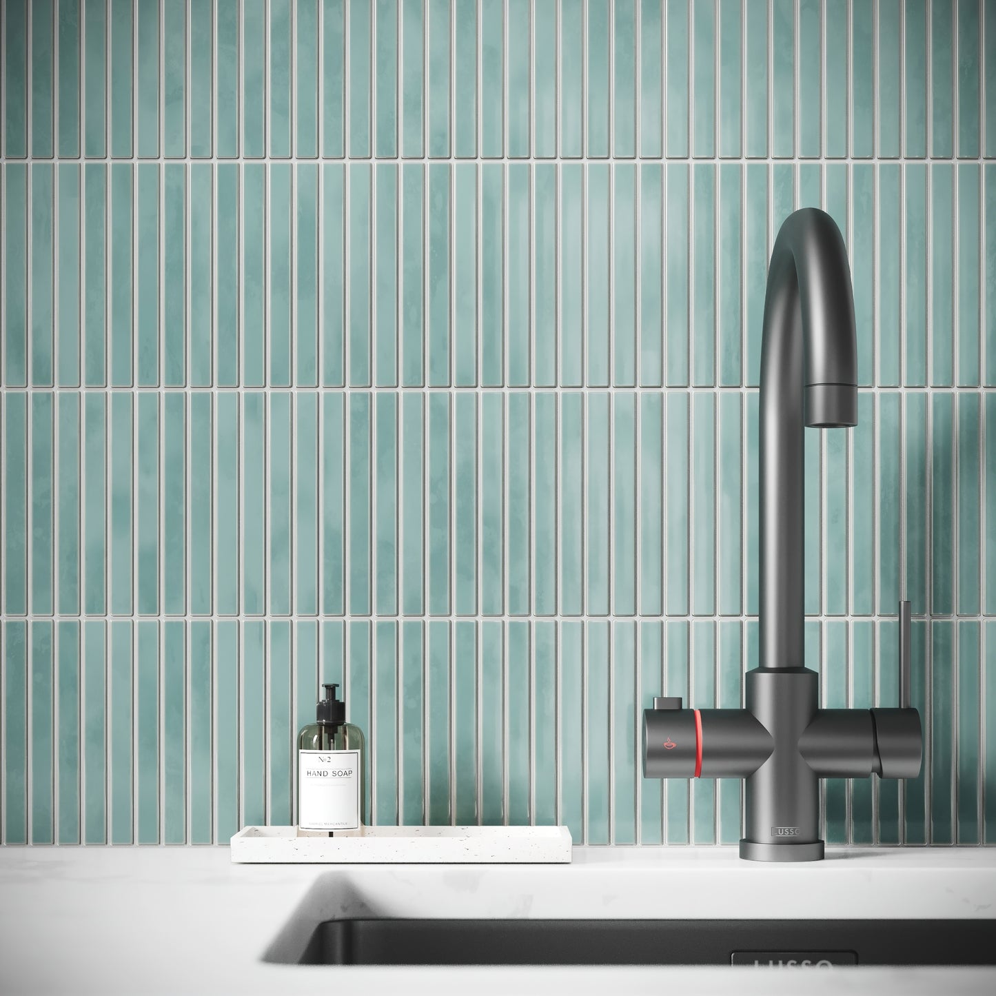 Linear Mosaic Tiffany Blue Glazed Porcelain Wall Tile
