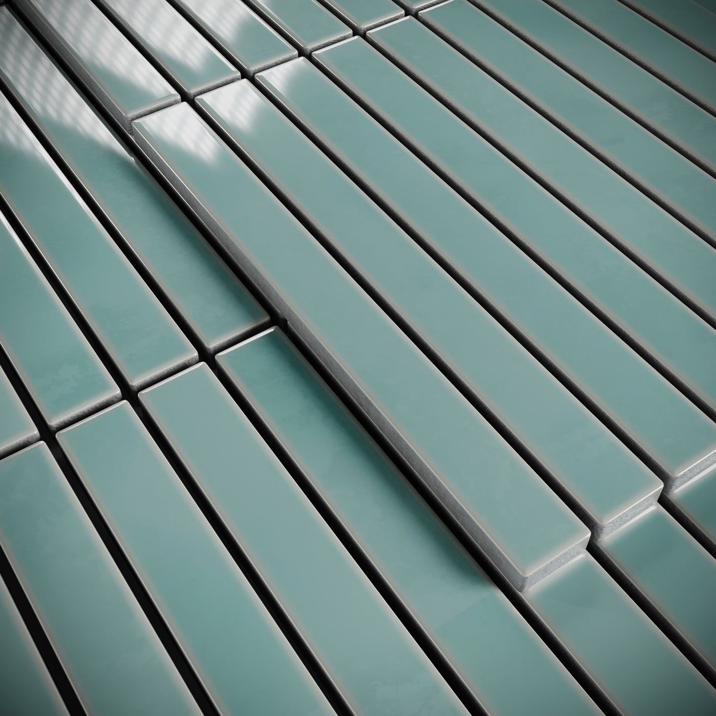 Linear Mosaic Tiffany Blue Glazed Porcelain Wall Tile