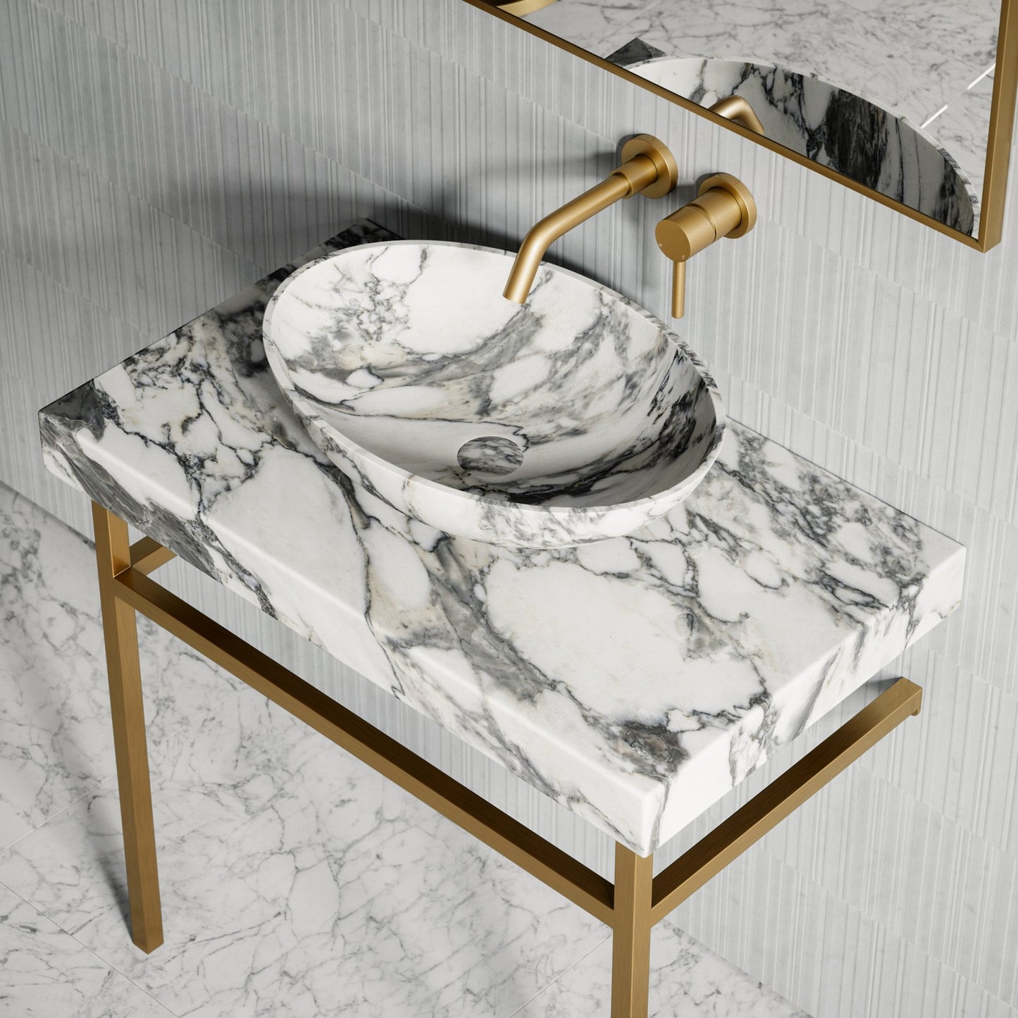 Lomazzo Arabescato Marble Countertop Vanity Unit 800mm