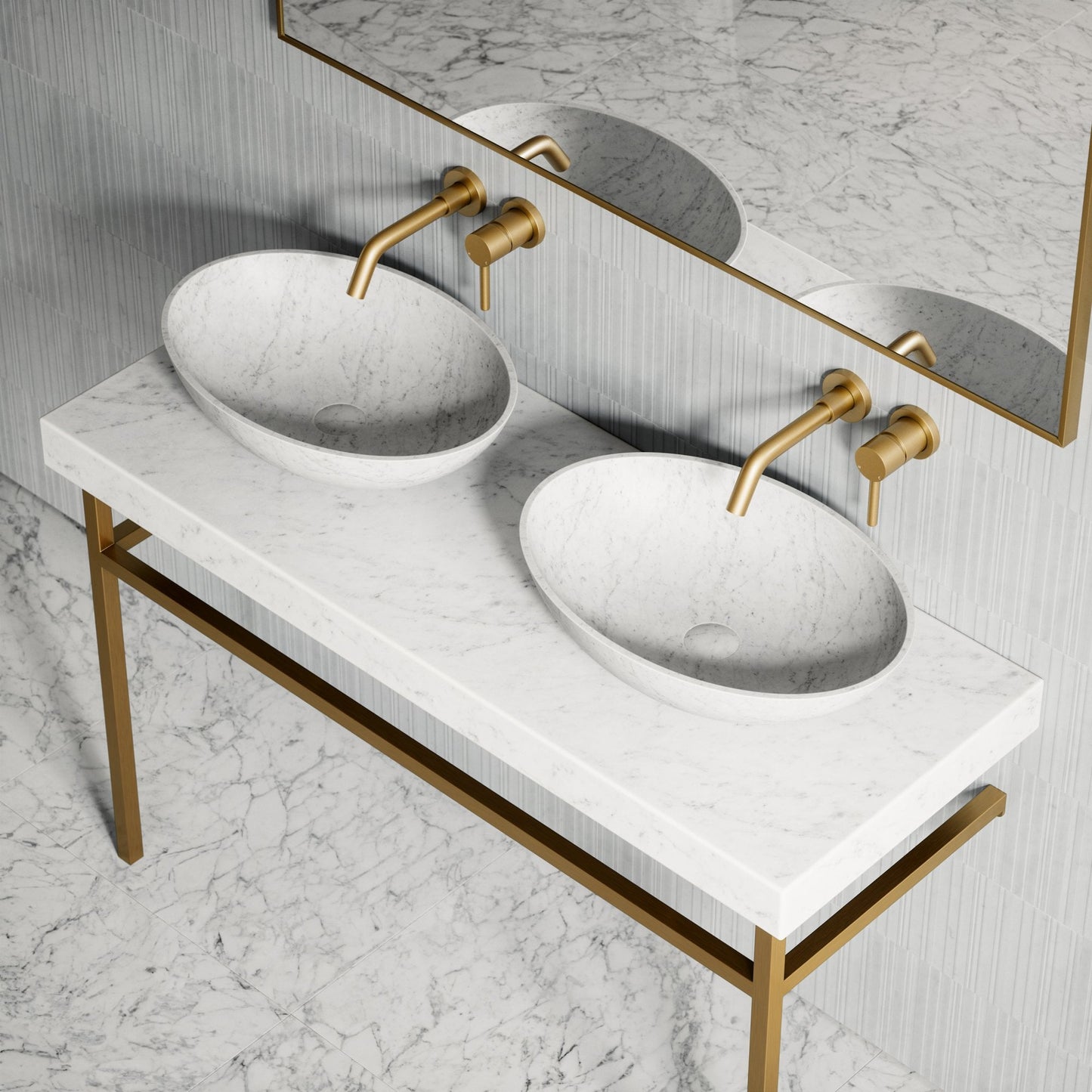 Lomazzo Carrara Marble Countertop Vanity Unit 1200mm