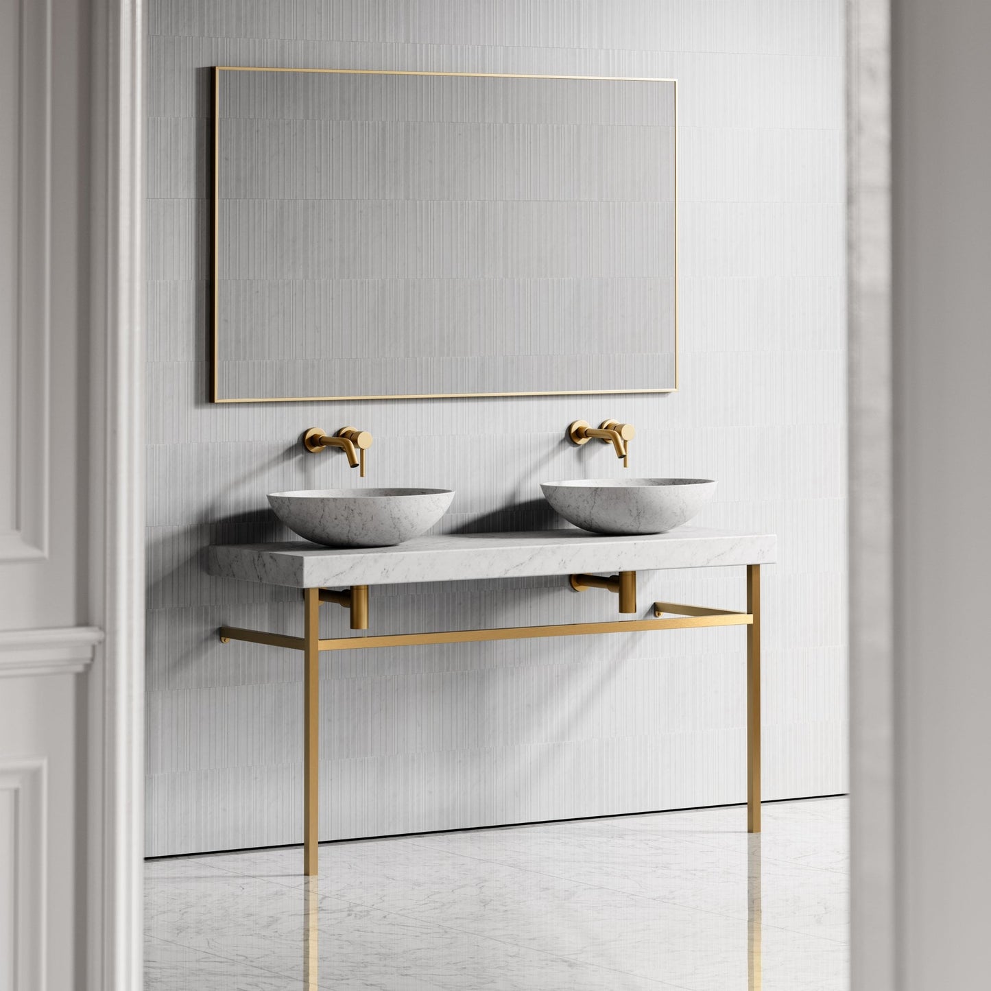 Lomazzo Carrara Marble Countertop Vanity Unit 1400mm