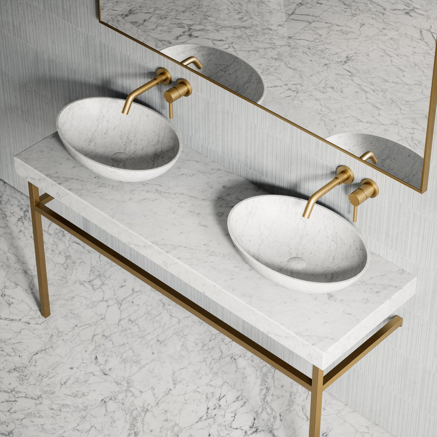 Lomazzo Carrara Marble Countertop Vanity Unit 1400mm