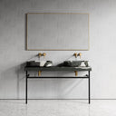 Lomazzo Panda Marble Countertop Matte Black Vanity Unit 1400mm