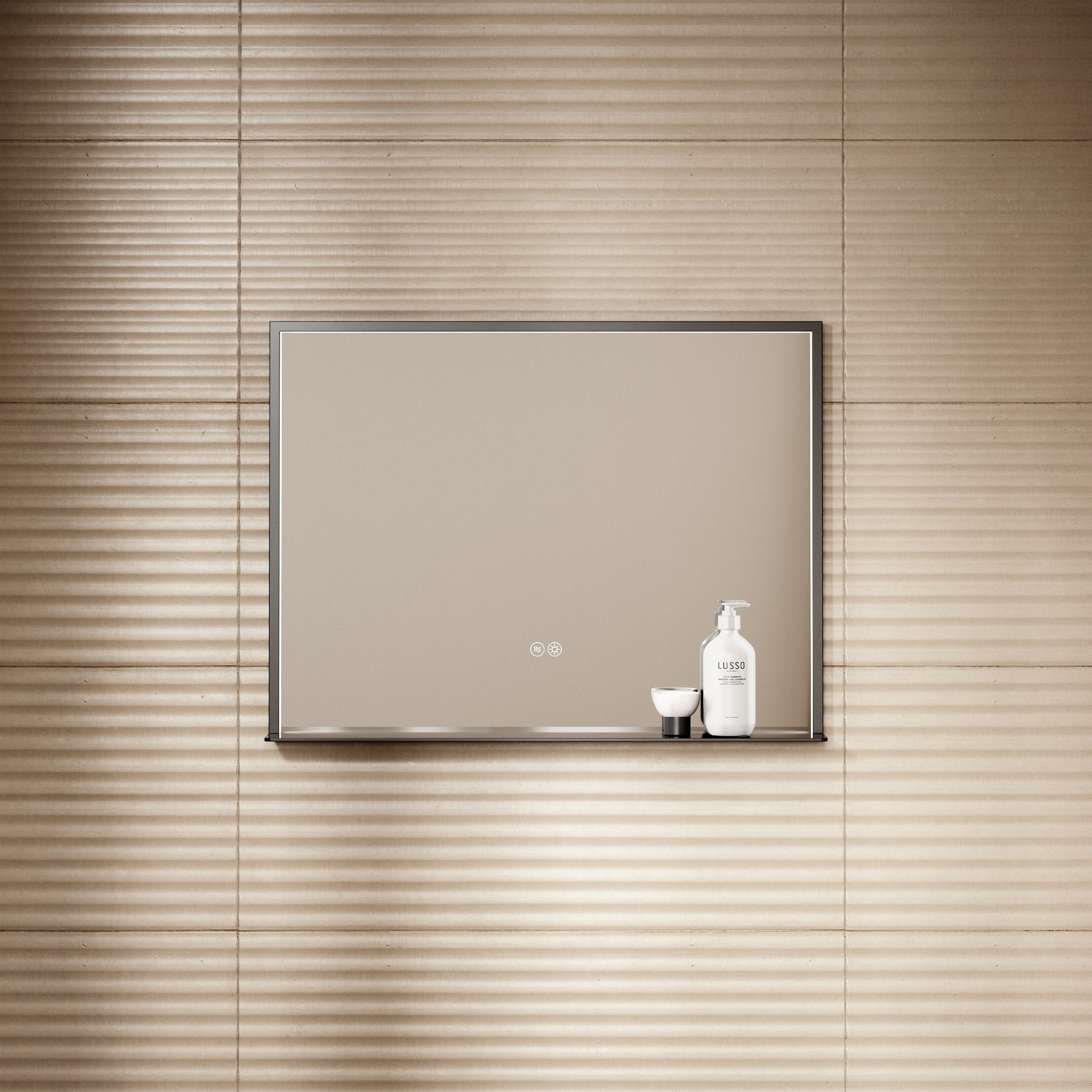 Lumiere Matte Black Mirror With Natural White LED light and Demister 600mm