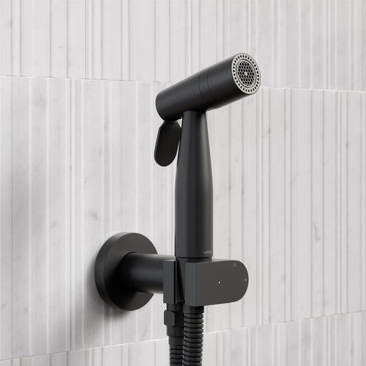 Lusso Matte Black Temperature Control Douche Shower Spray Kit