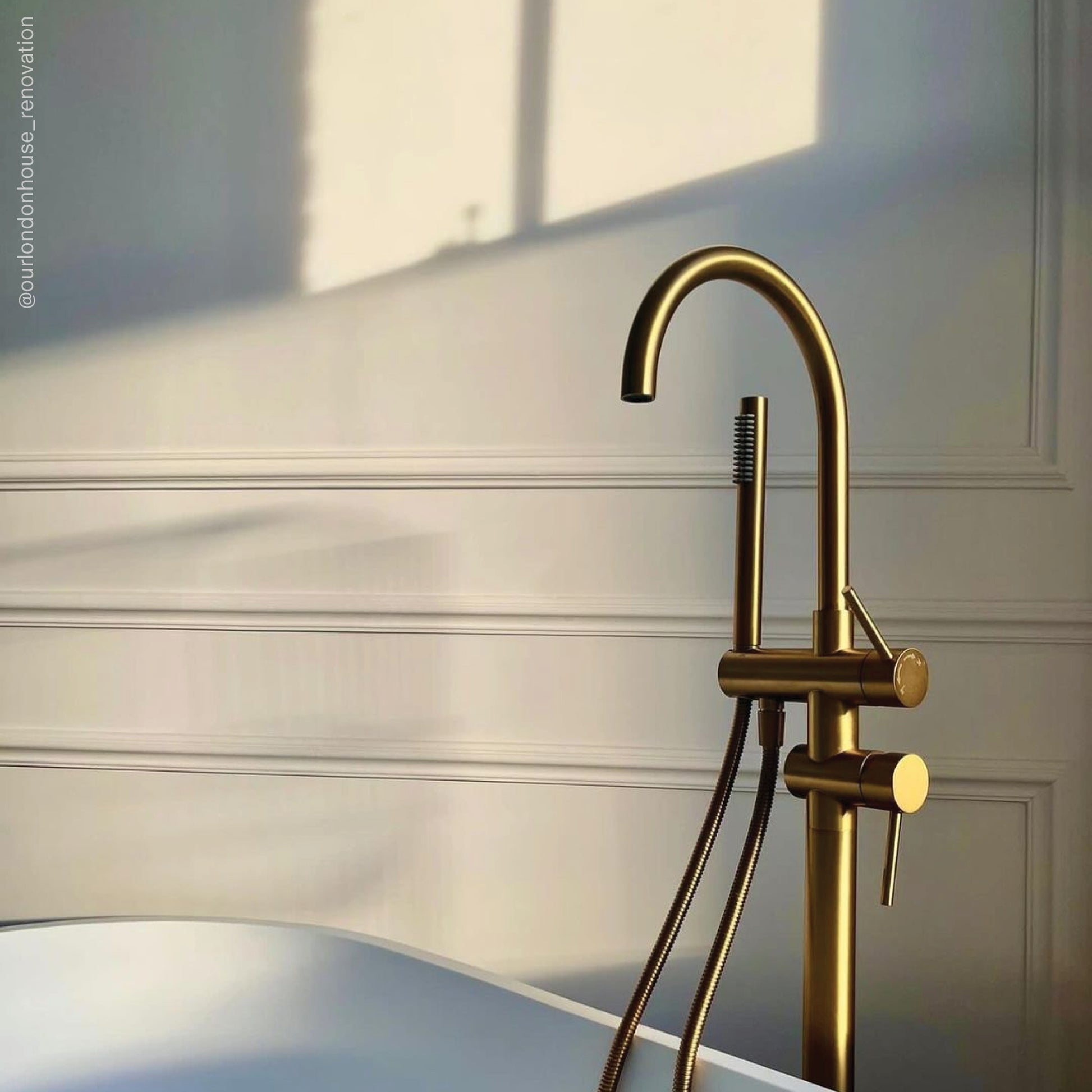 Luxe Brushed Gold Floorstanding Bath Shower Mixer Tap