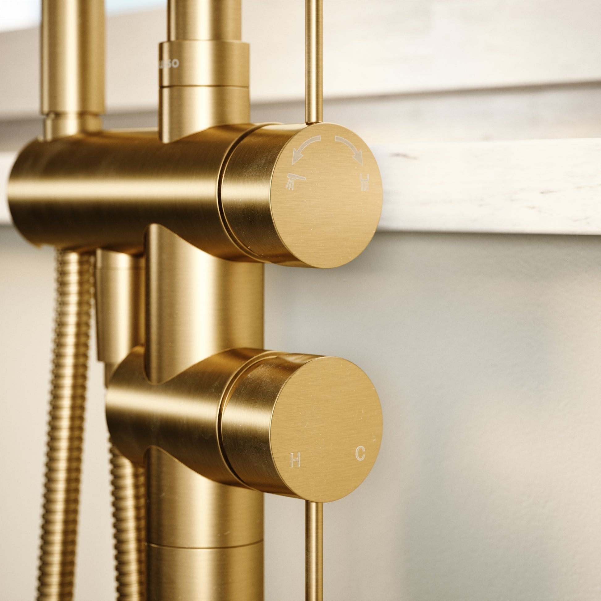 Luxe Brushed Gold Floorstanding Bath Shower Mixer Tap