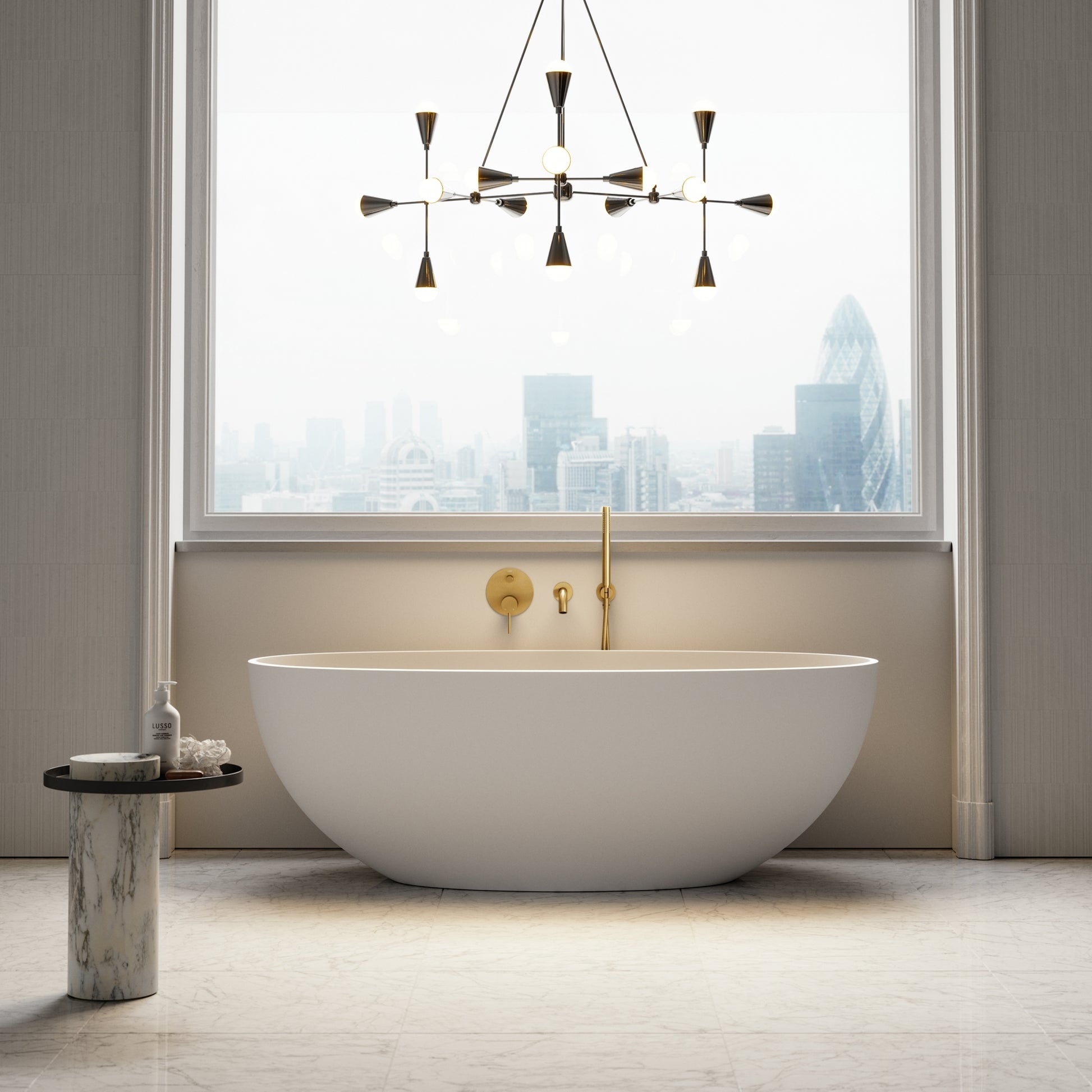 Luxe Brushed Gold Wall Mounted Bath Shower Mixer Tap