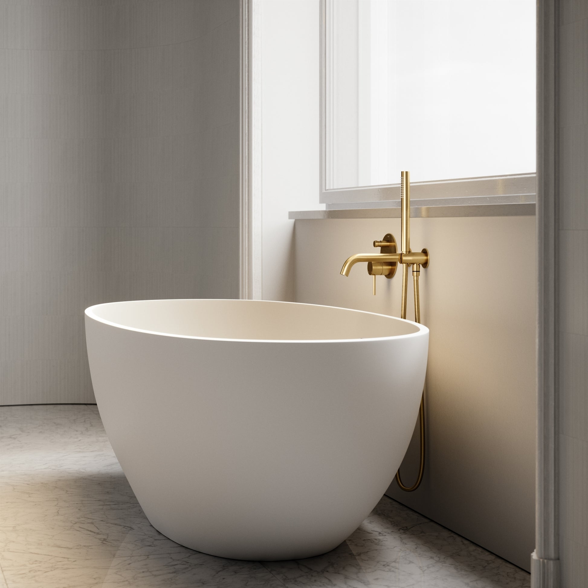 Luxe Brushed Gold Wall Mounted Bath Shower Mixer Tap