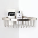 Luxe Brushed Stainless Corner Shower Storage Basket