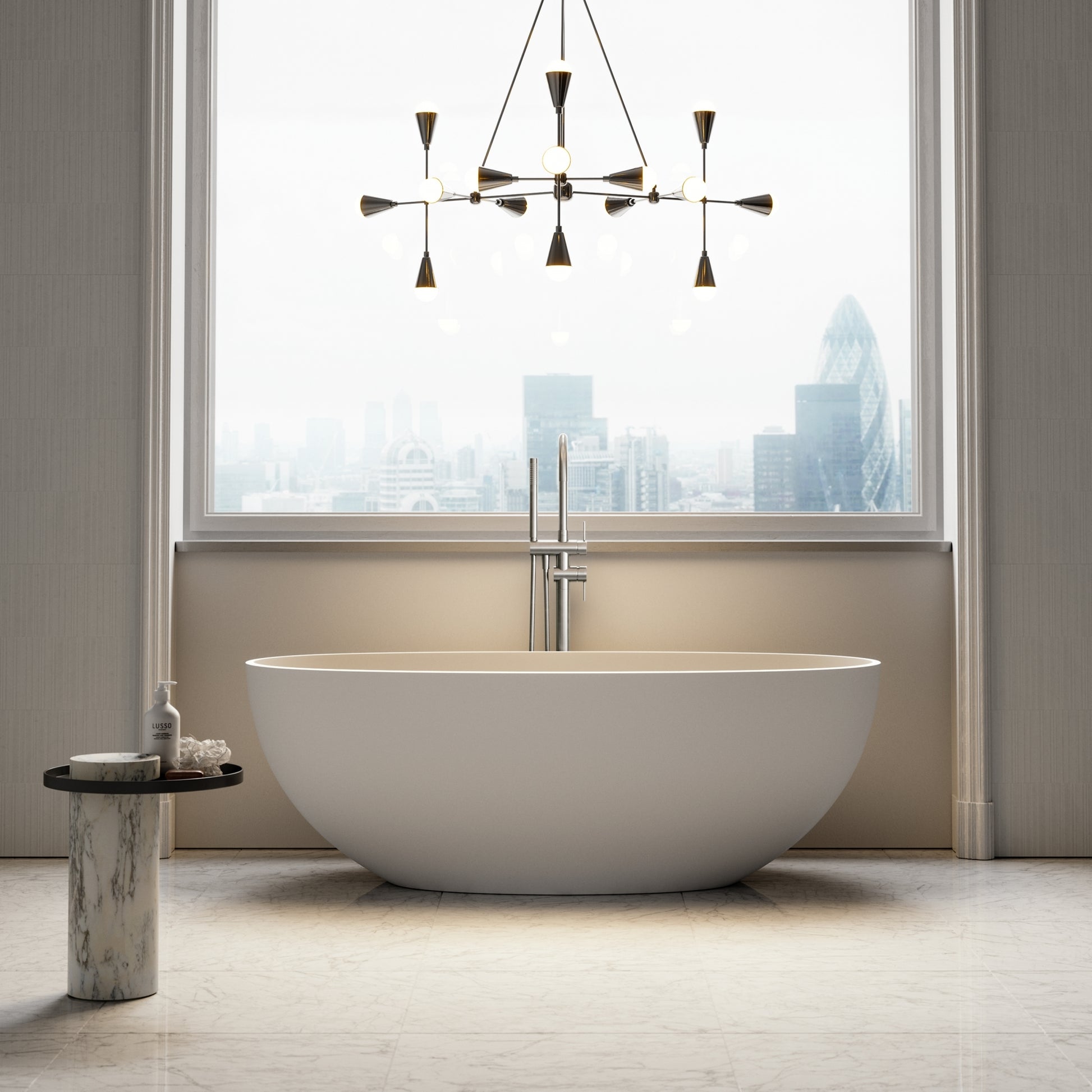 Luxe Brushed Stainless Floorstanding Bath Shower Mixer Tap