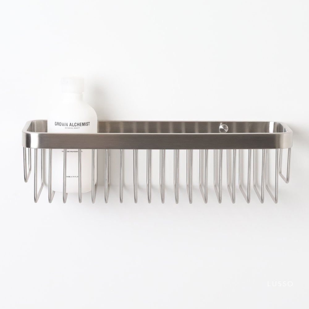 Luxe Brushed Stainless Large Shower Storage Basket