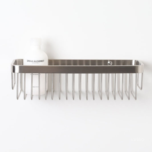 Luxe Brushed Stainless Large Shower Storage Basket
