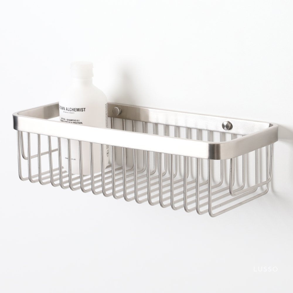 Luxe Brushed Stainless Large Shower Storage Basket