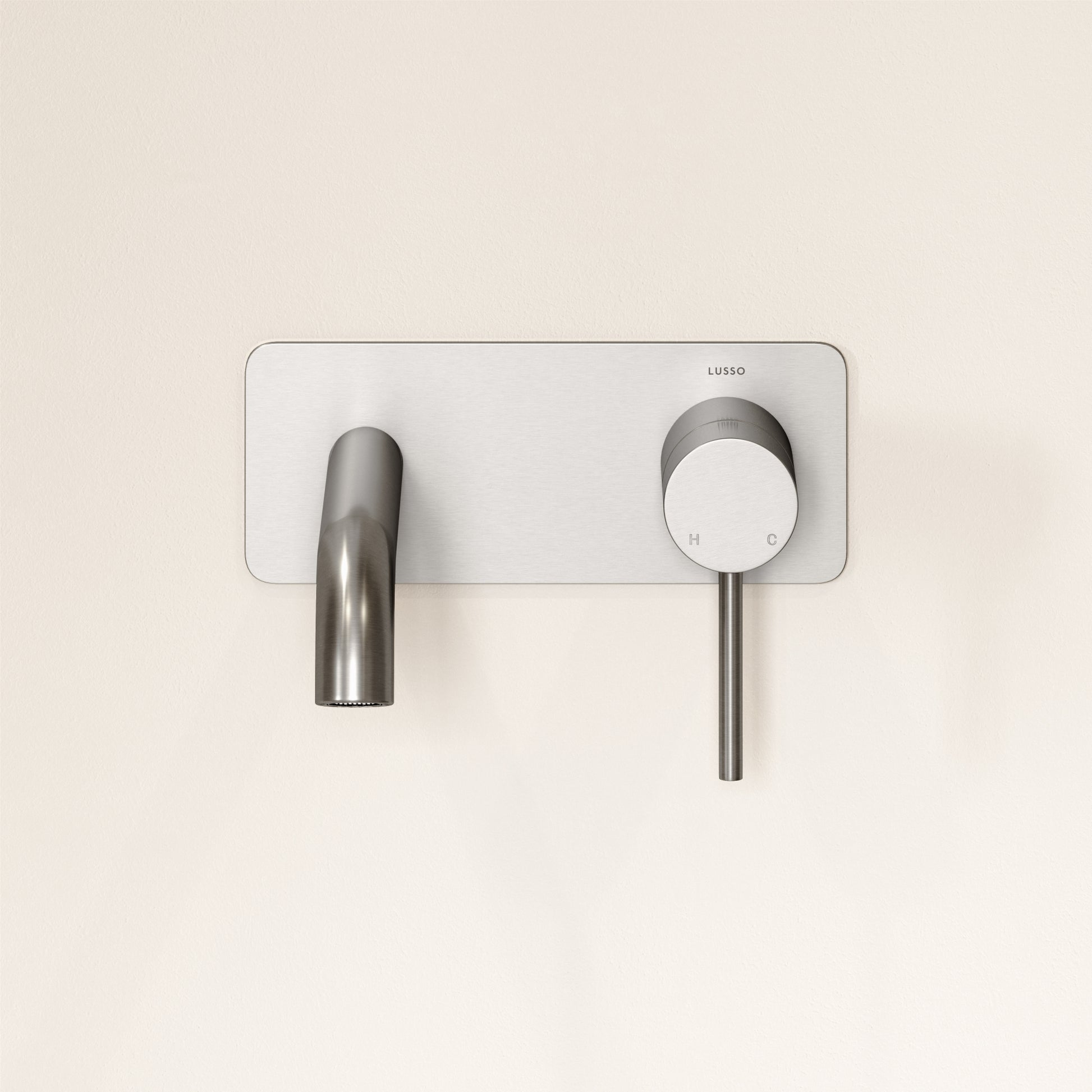 Luxe Brushed Stainless Wall Mounted Basin Mixer Tap V2