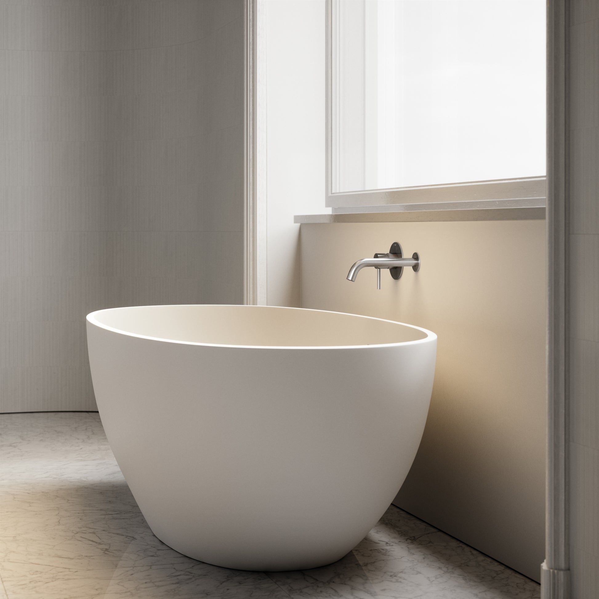 Luxe Brushed Stainless Wall Mounted Bath Mixer Tap