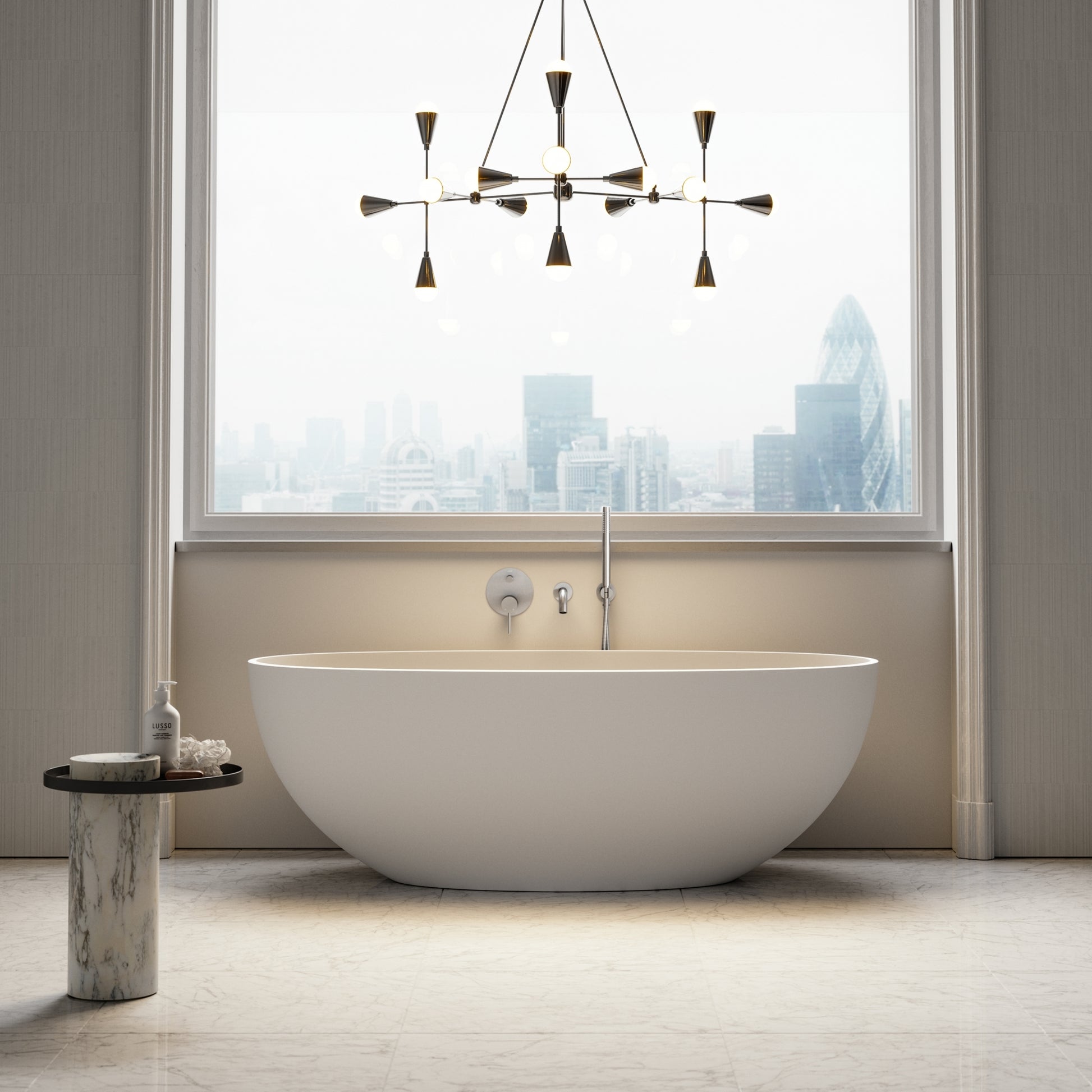 Luxe Brushed Stainless Wall Mounted Bath Shower Mixer Tap