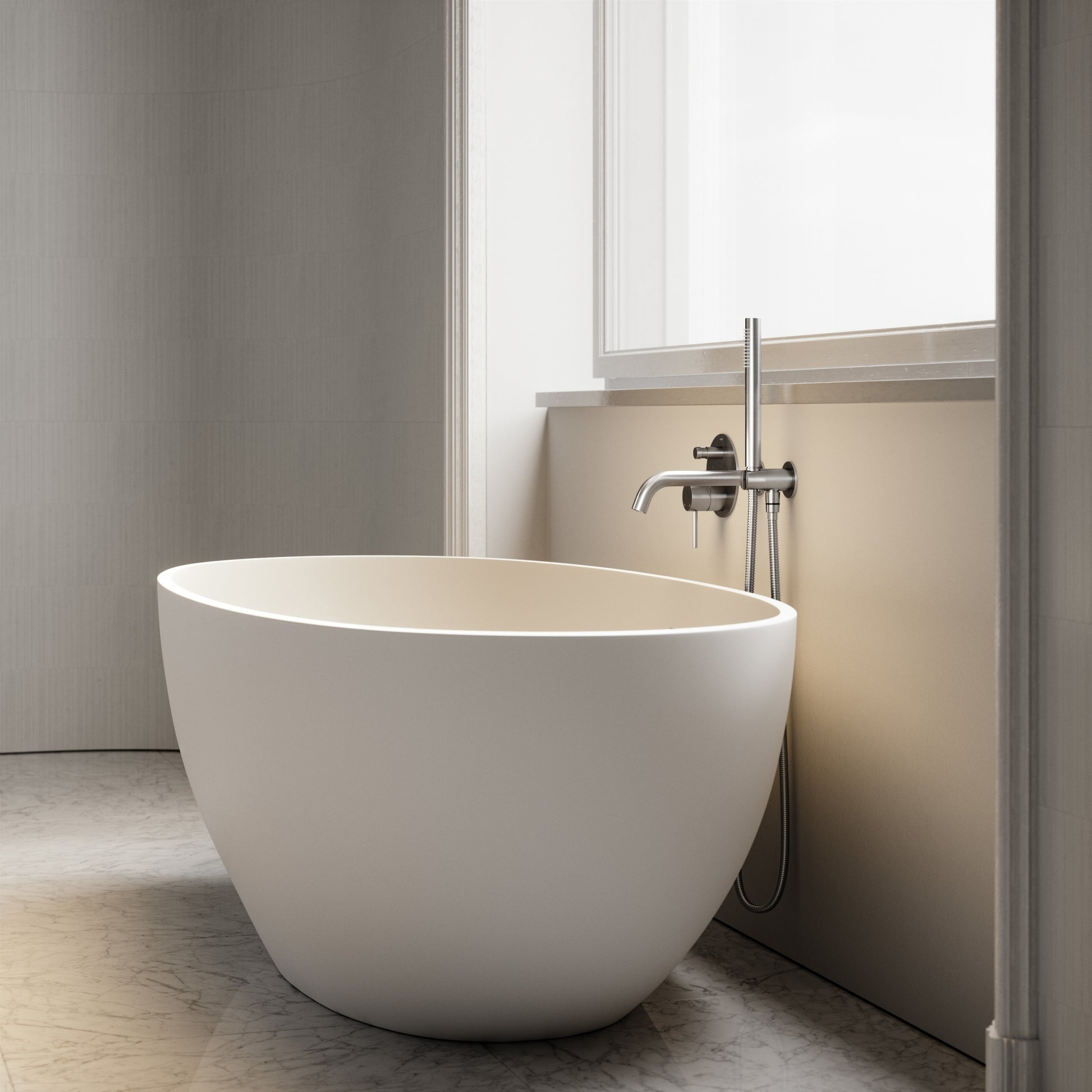 Luxe Brushed Stainless Wall Mounted Bath Shower Mixer Tap