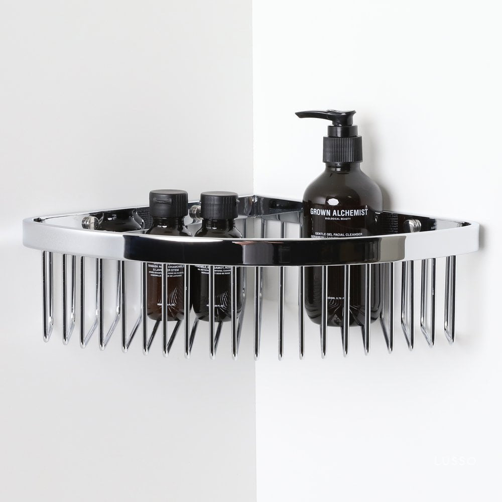 Luxe Chrome Corner Shower Storage Basket